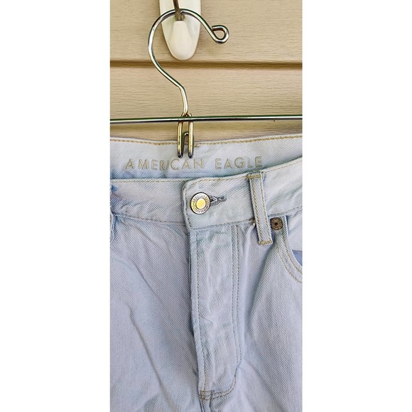 American Eagle Light Was Wide Leg Crop Jeans With Raw Frayed Hemline Size 4 - Picture 6 of 9